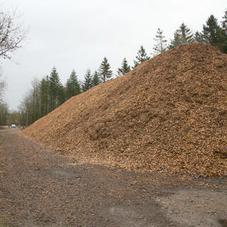 Flis-bjerg ved skovvej