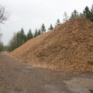 Flis-bjerg ved skovvej