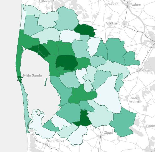 Elbilernes andel af biler i Ringkøbing-Skjern Kommune